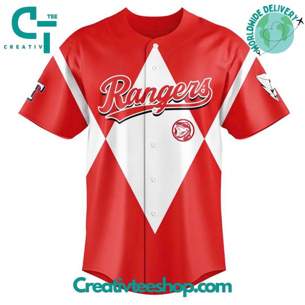 Texas Rangers X Power Rangers Night 2025 Special Red Baseball Jersey - Image 2