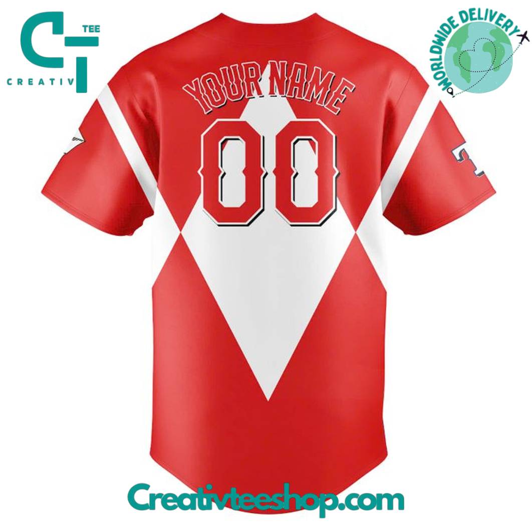 Texas Rangers X Power Rangers Night 2025 Special Red Baseball Jersey - Image 3