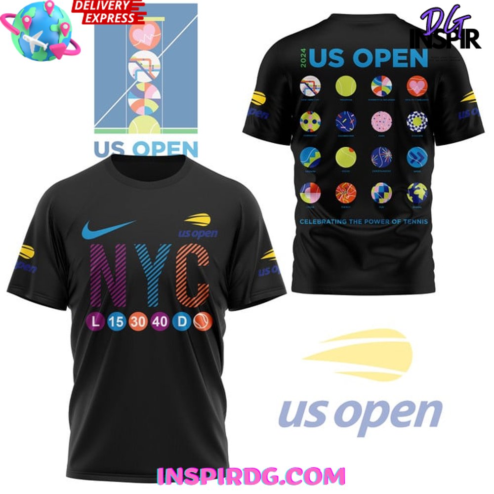 Us Open Tennis 2024 Black T-Shirt