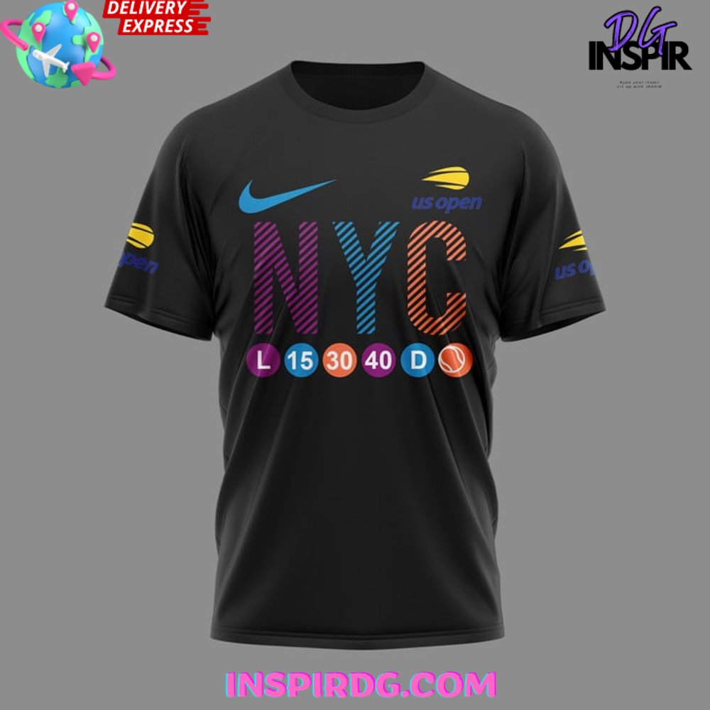 Us Open Tennis 2024 Black T-Shirt - Image 2