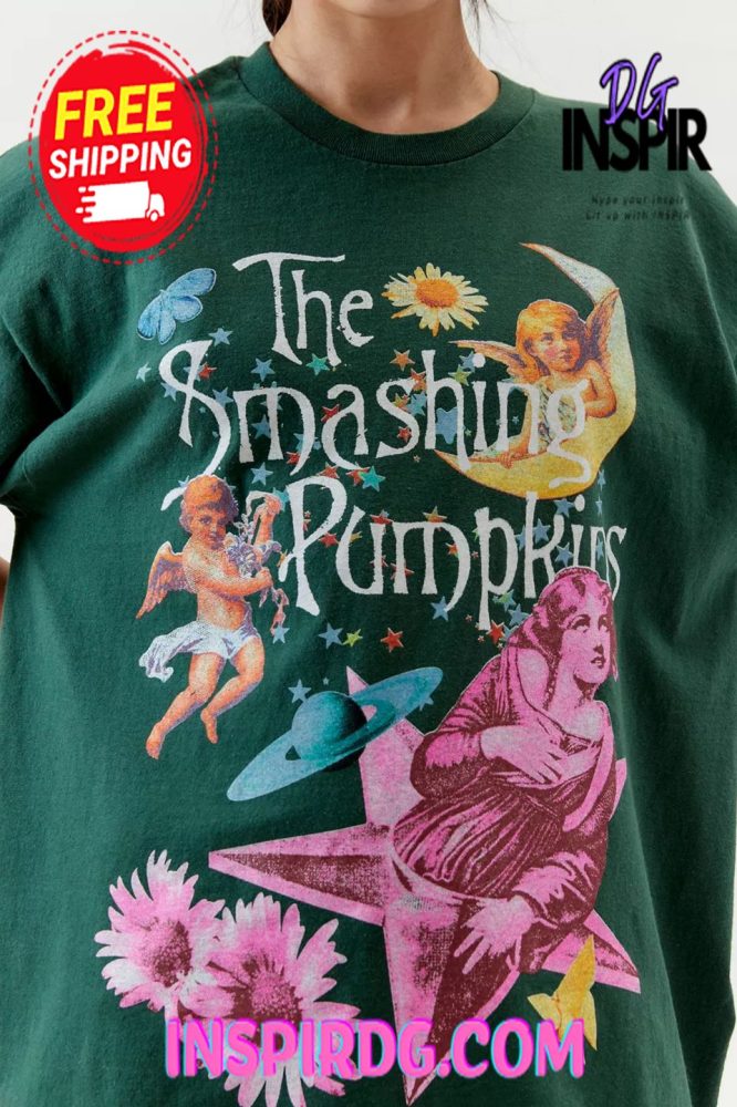 Urban Outfitters Smashing Pumpkins Collage Green T-Shirt Dress - Image 3