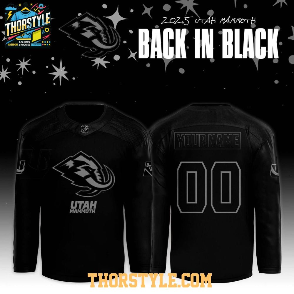 Utah Mammoth Back In Black 2025 Personalized Hockey Jersey