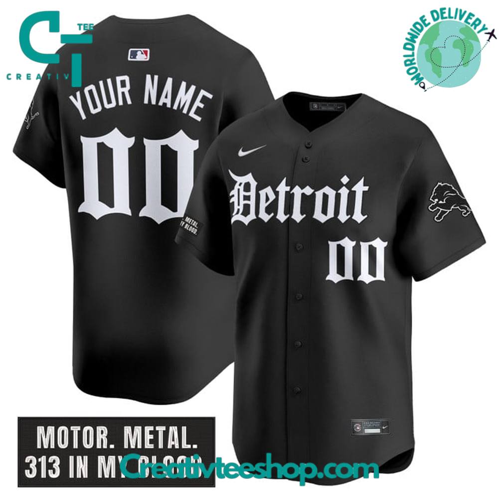 Detroit Lions 'Motor Gothic Edition' Personalized Baseball Jersey