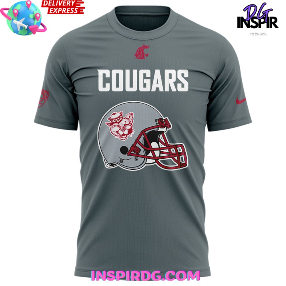 Washington State Football Helmet 2024 Gray T-Shirt - Image 2
