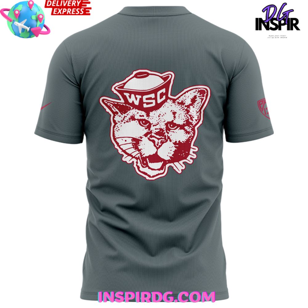 Washington State Football Helmet 2024 Gray T-Shirt - Image 3