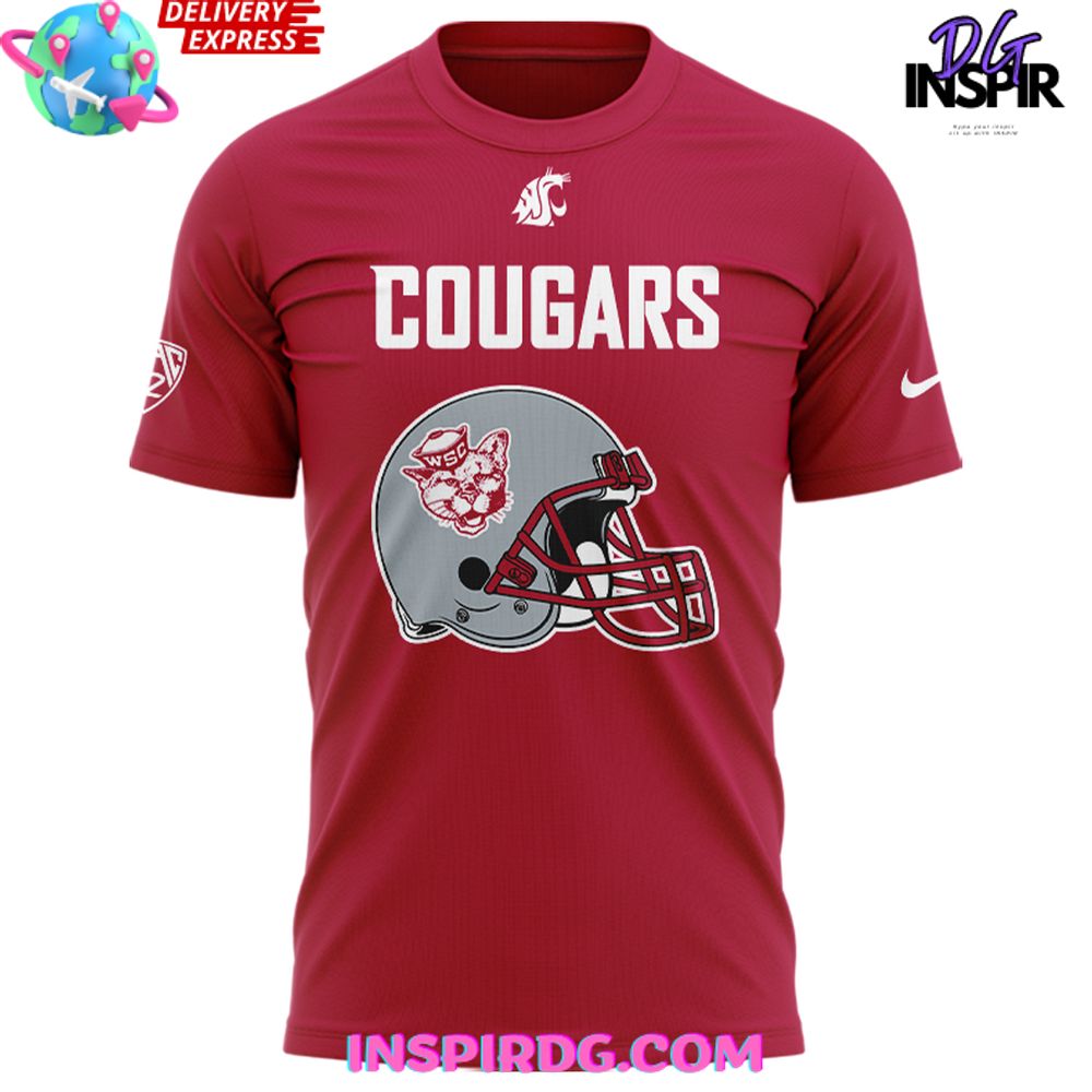 Washington State Football Helmet 2024 Red T-Shirt - Image 2