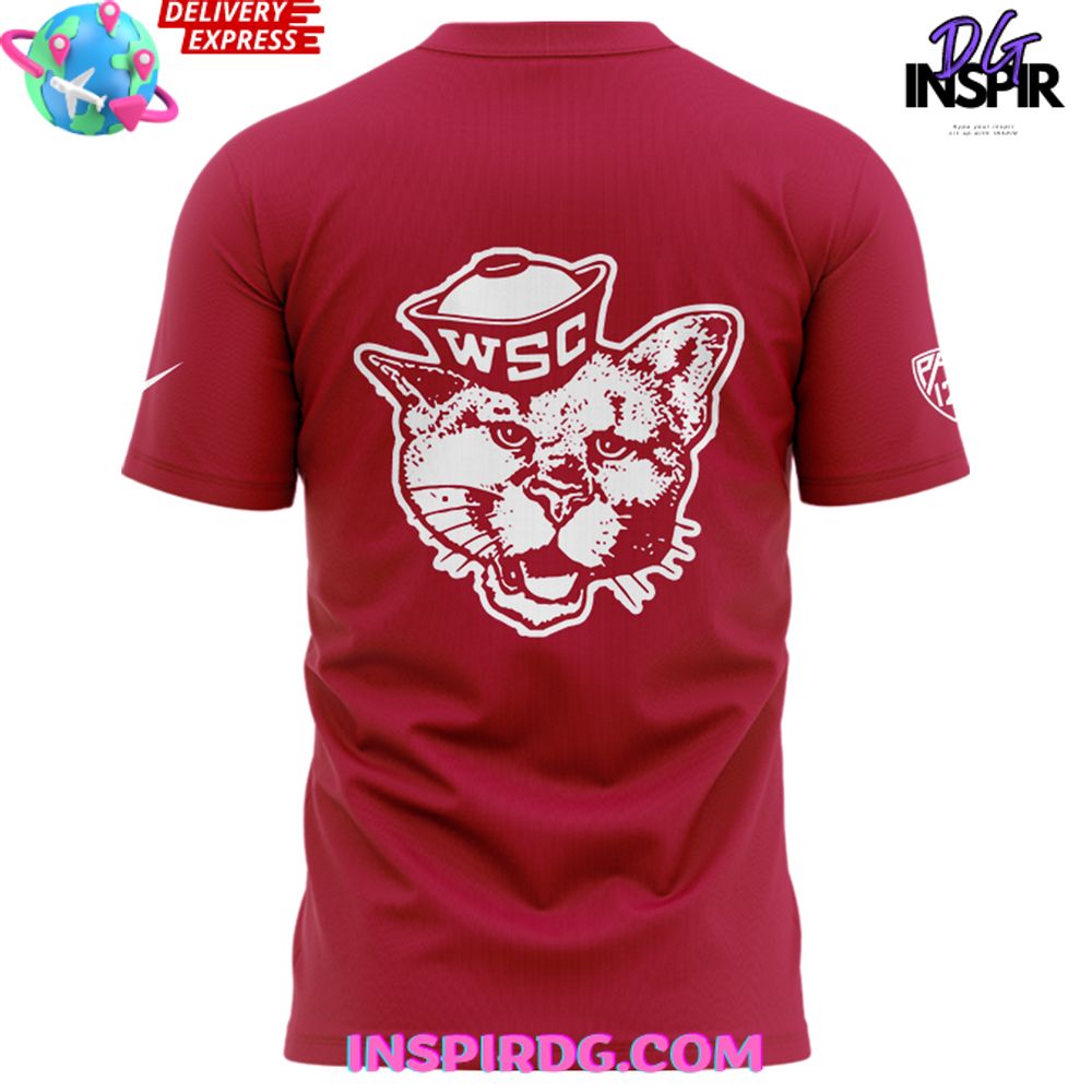 Washington State Football Helmet 2024 Red T-Shirt - Image 3