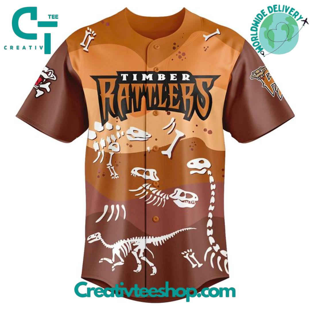 Wisconsin Timber Rattlers X Dino Night Personalized Baseball Jersey - Image 2