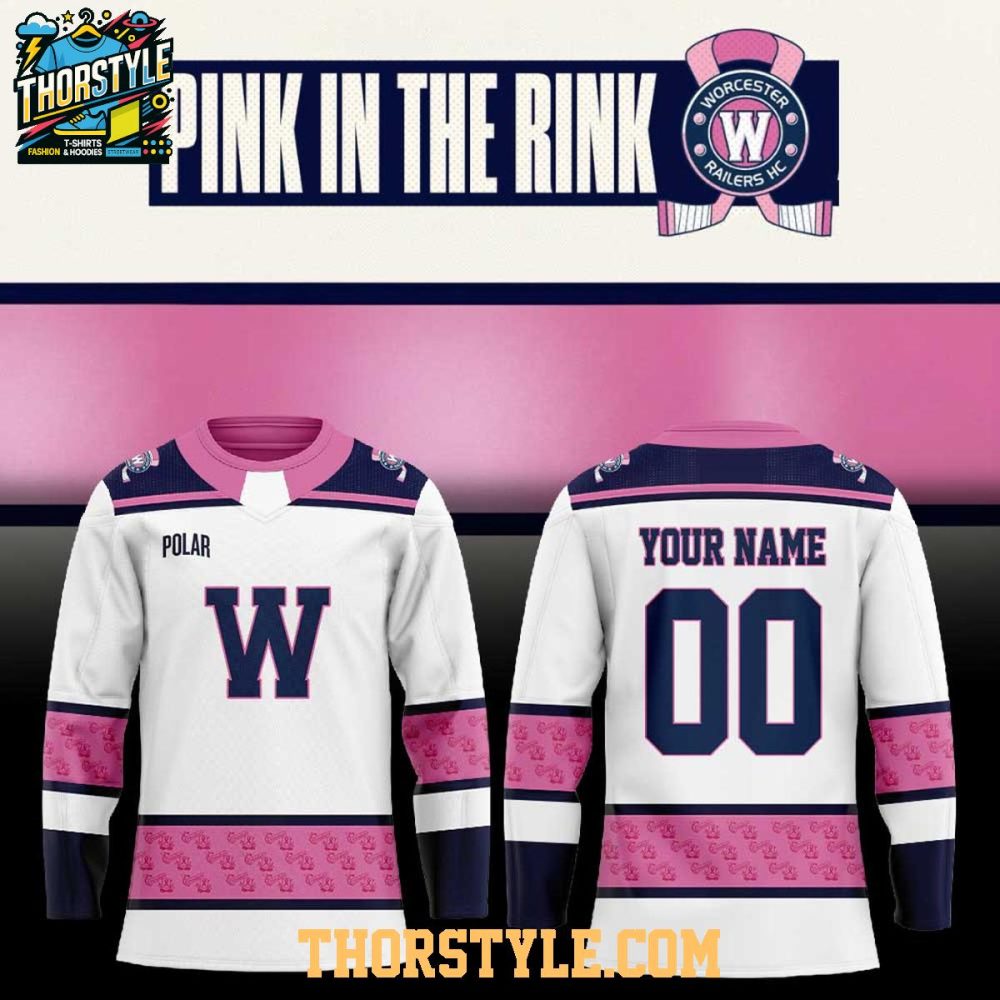 Worcester Railers Pink In The Rink Night 2026 Personalized Hockey Jersey