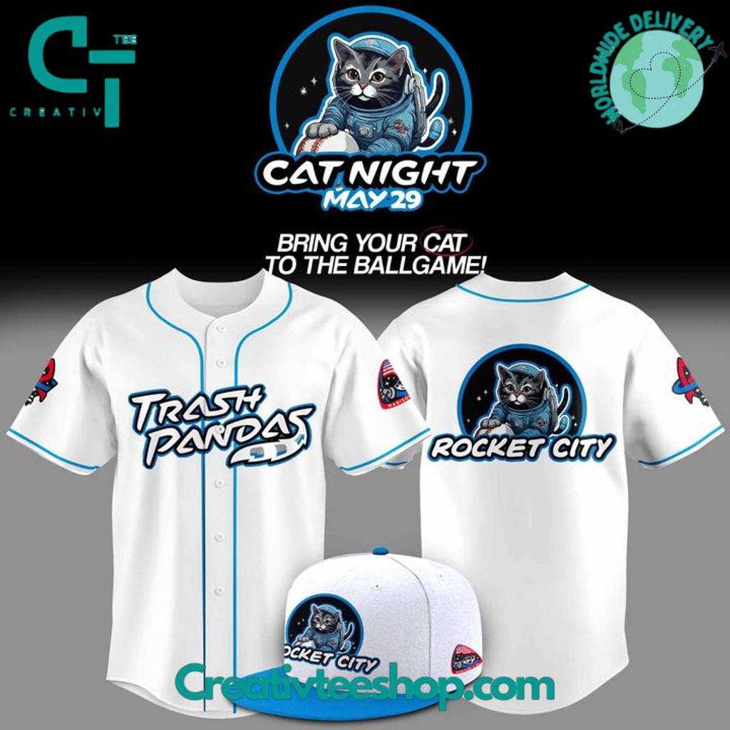 Rocket City Trash Pandas Cat Night Baseball Jersey