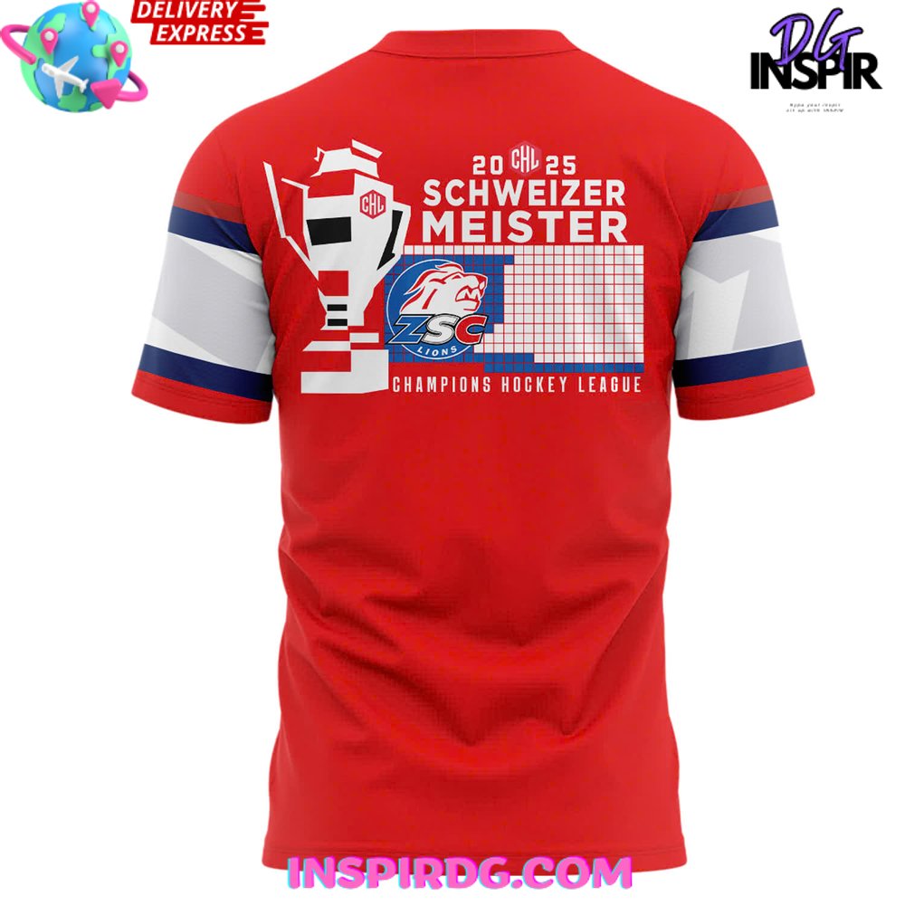 Zsc Lions Schweizer Meister 2025 Chl Champions T-Shirt - Image 3