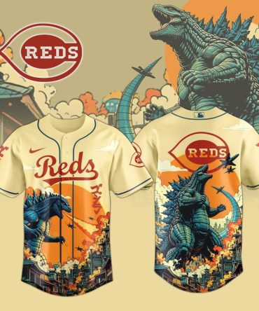 Cincinnati Reds Mlb X Godzilla Attack Baseball Jersey