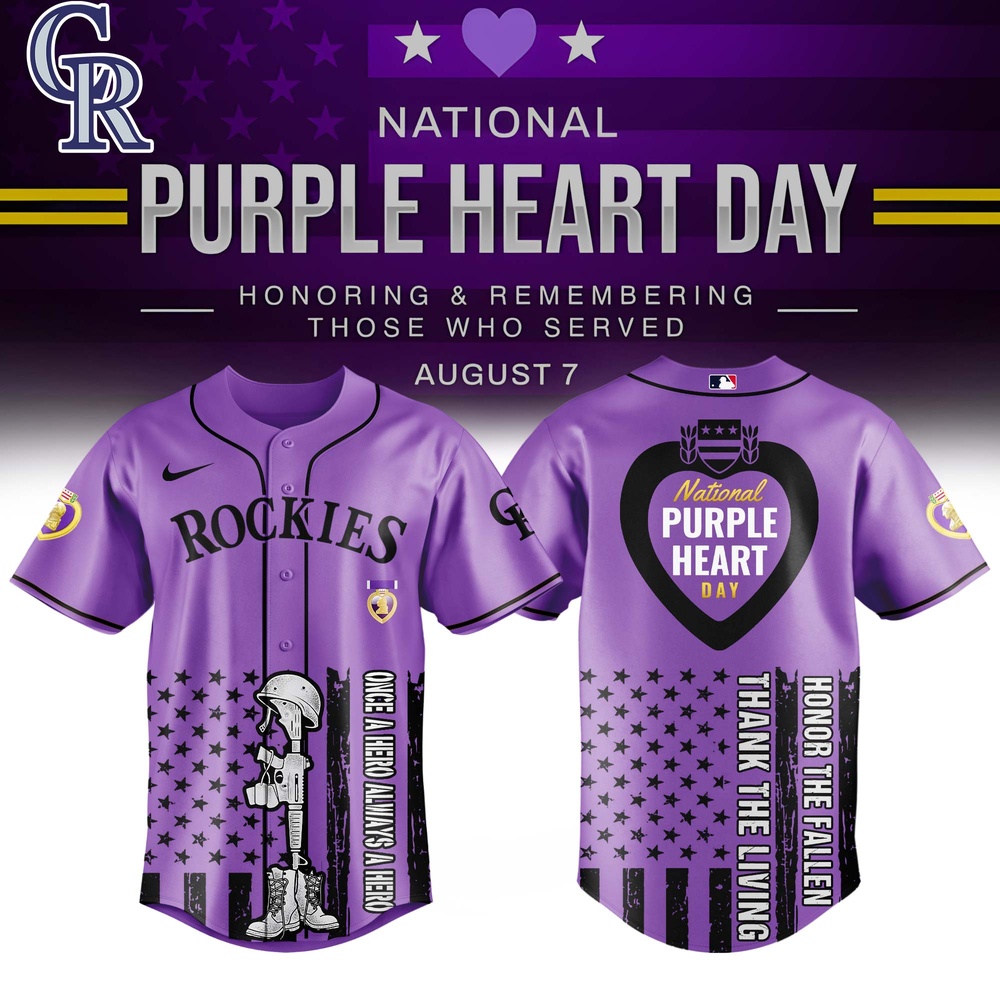 Colorado Rockies Mlb X Usa Purple Heart Day Baseball Jersey