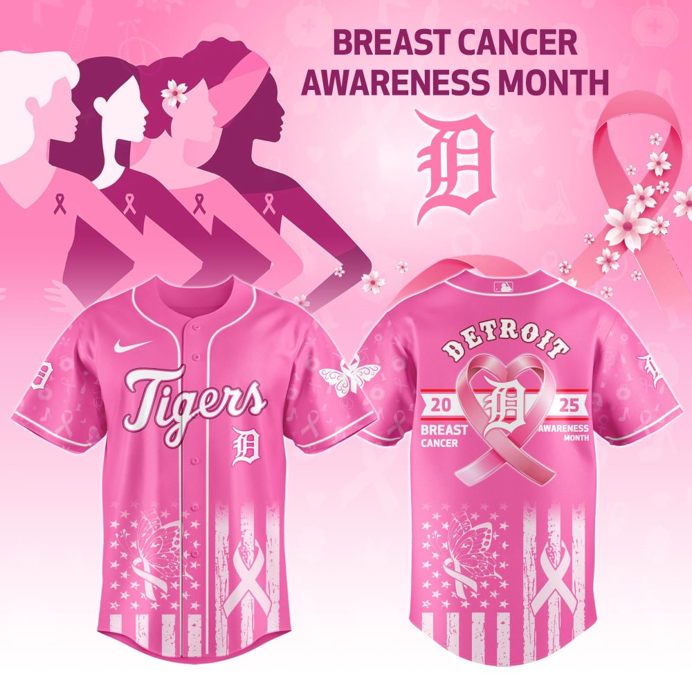 Detroit Tigers Mlb X Breast Cancer Awareness Month Baseball Jersey