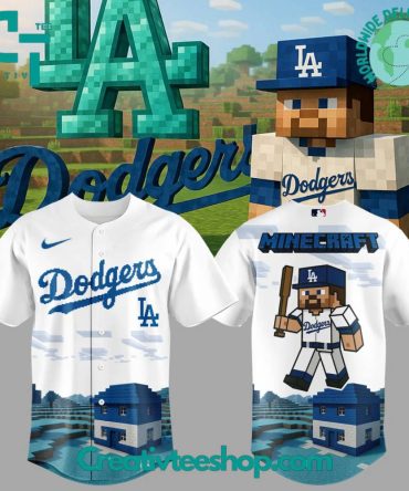 Los Angeles Dodgers X Minecraft Night Special White Baseball Jersey