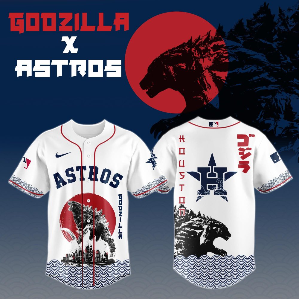 Godzilla X Houston Astros Custom Baseball Jersey