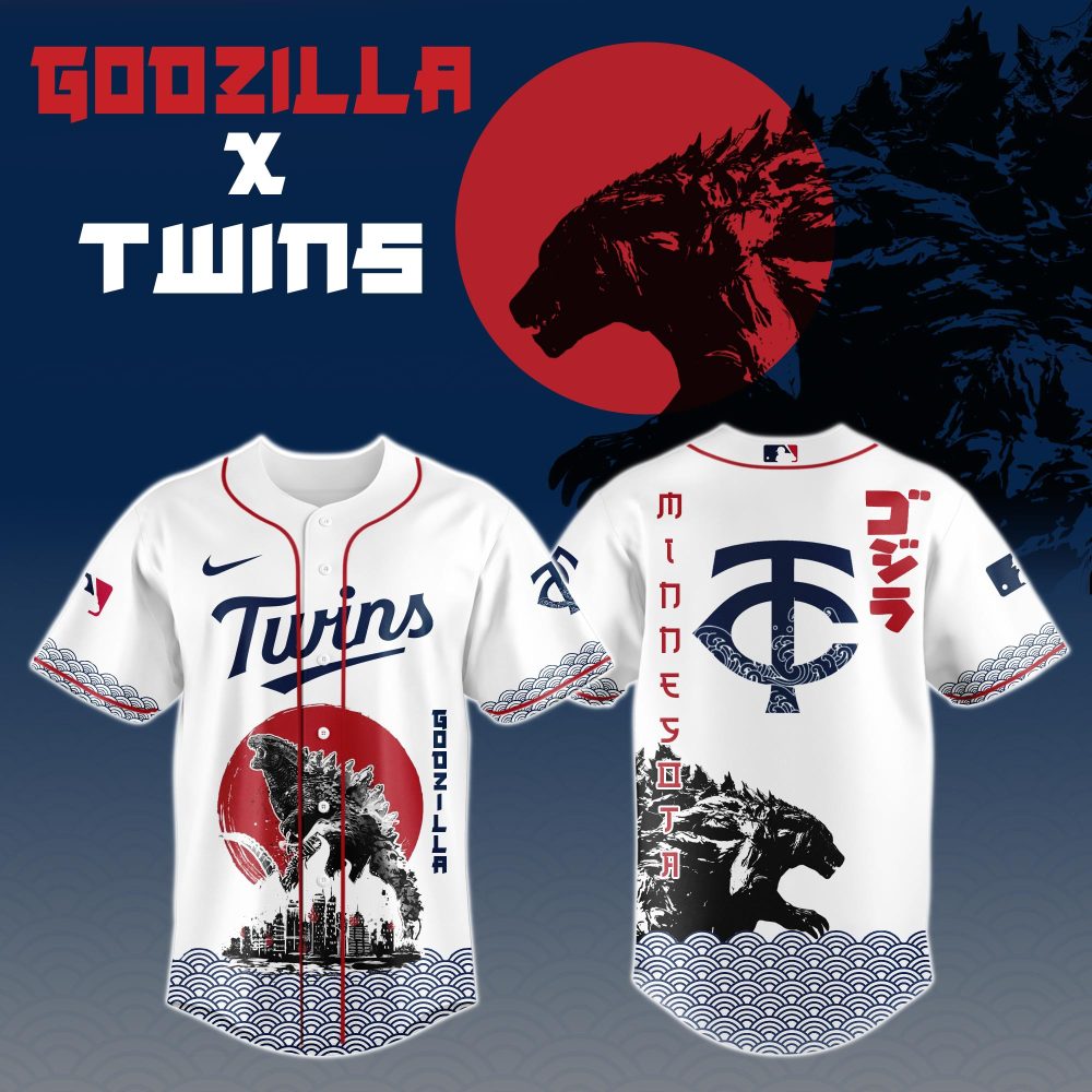 Godzilla X Minnesota Twins Custom Baseball Jersey