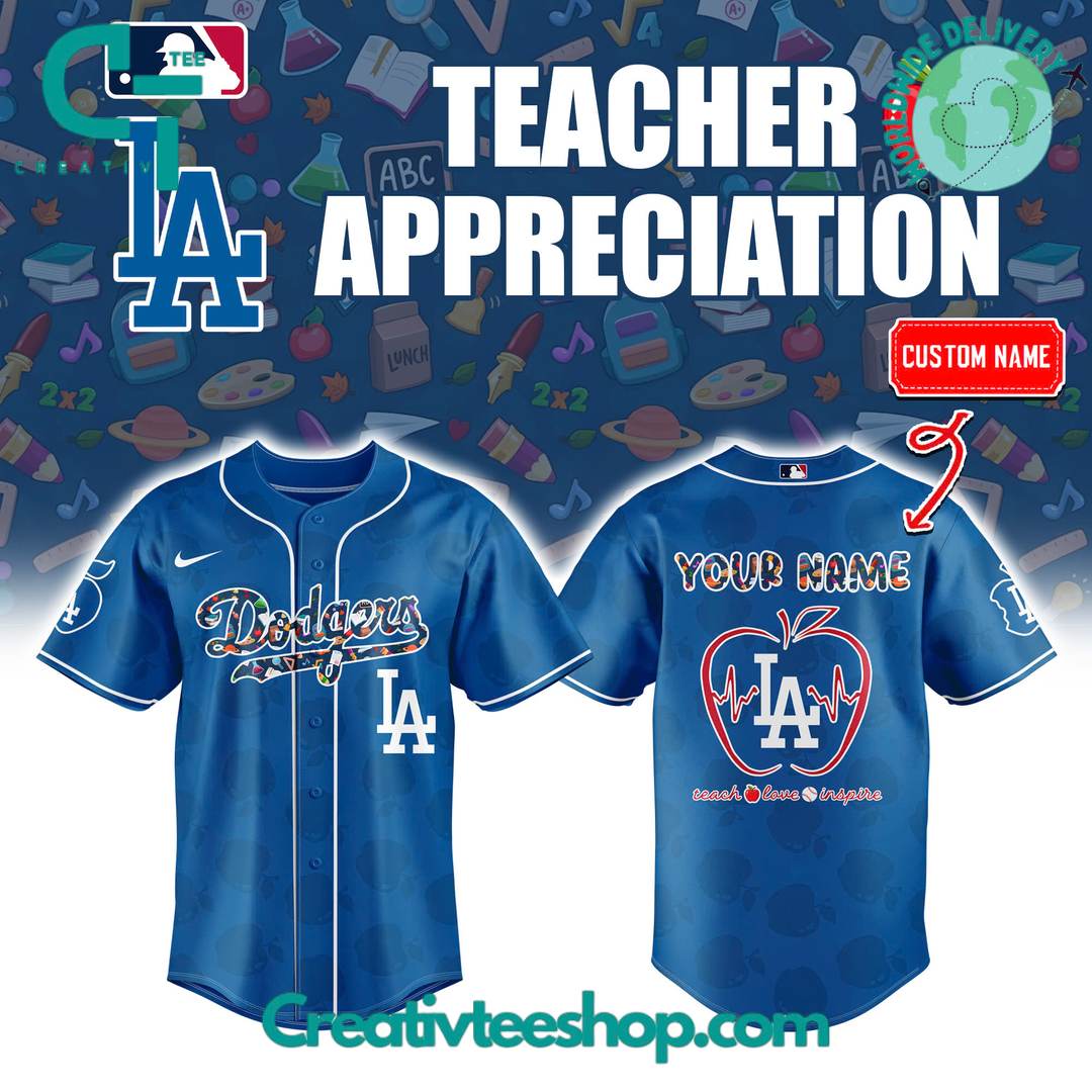 Los Angeles Dodgers X Teacher Appreciation Personalized Baseball Jersey