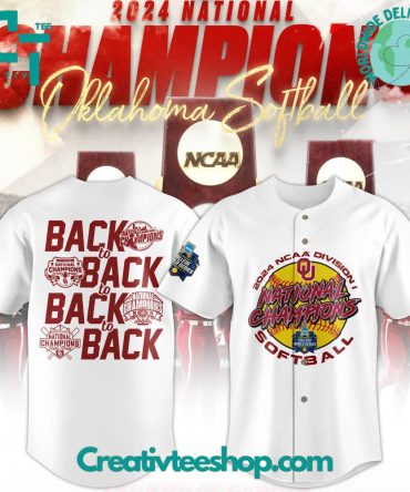 Oklahoma Sooners 2024 Ncaa Softball Womens College World Series Champions White Baseball Jersey