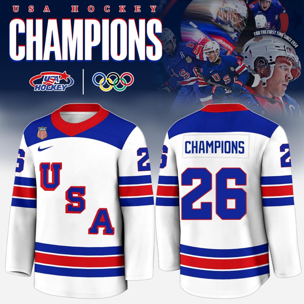 U.S. 2026 Olympic Milano Cortina Men’S Team Championship White Hockey Jersey