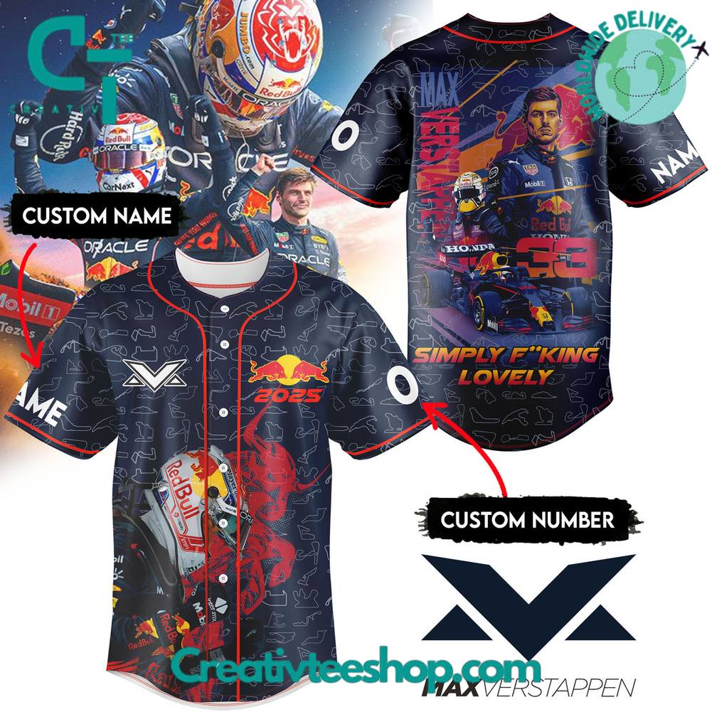 Max Verstappen Red Bull Racing Personalized 2025 Baseball Jersey