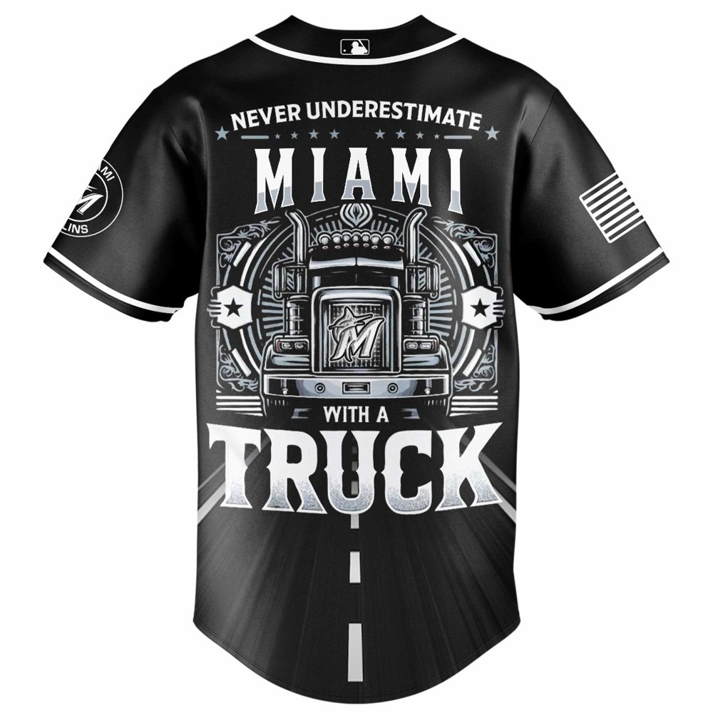 Miami Marlins Mlb X Nation Truck Driver Appreciation Week Limited Edition Custom Baseball Jersey - Image 3