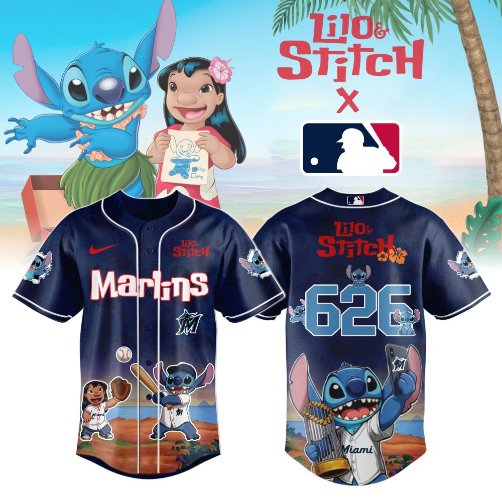 Miami Marlins X Lilo & Stitch Limited Edition Custom Baseball Jersey