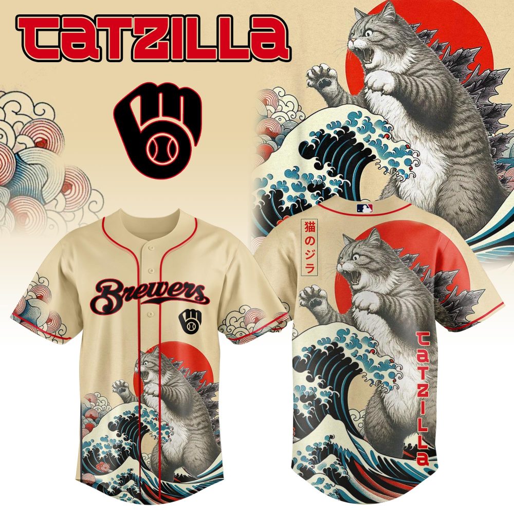 Milwaukee Brewers Mlb X Catzilla Style Japans Custom Baseball Jersey