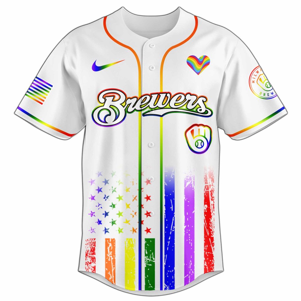 Milwaukee Brewers Mlb X Happy Pride Month Limited Edition Custom Baseball Jersey - Image 2