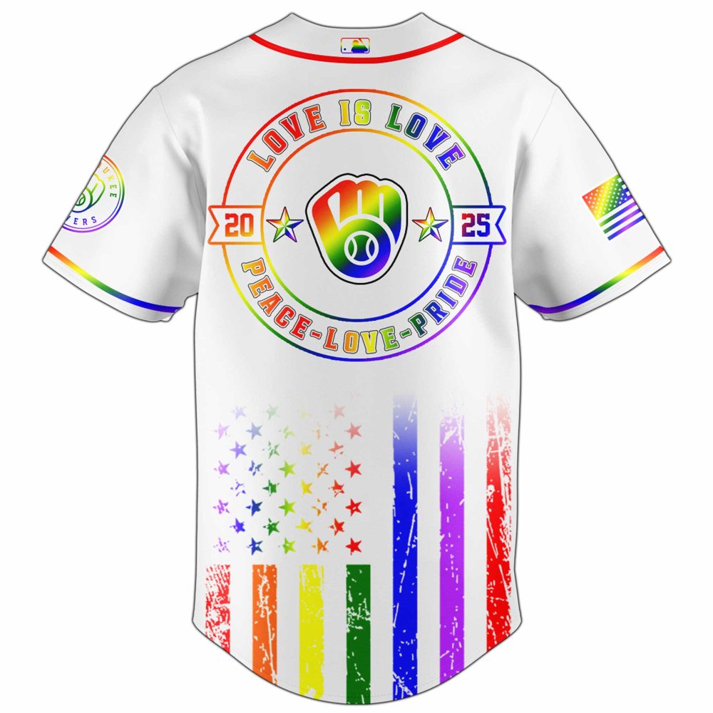 Milwaukee Brewers Mlb X Happy Pride Month Limited Edition Custom Baseball Jersey - Image 3