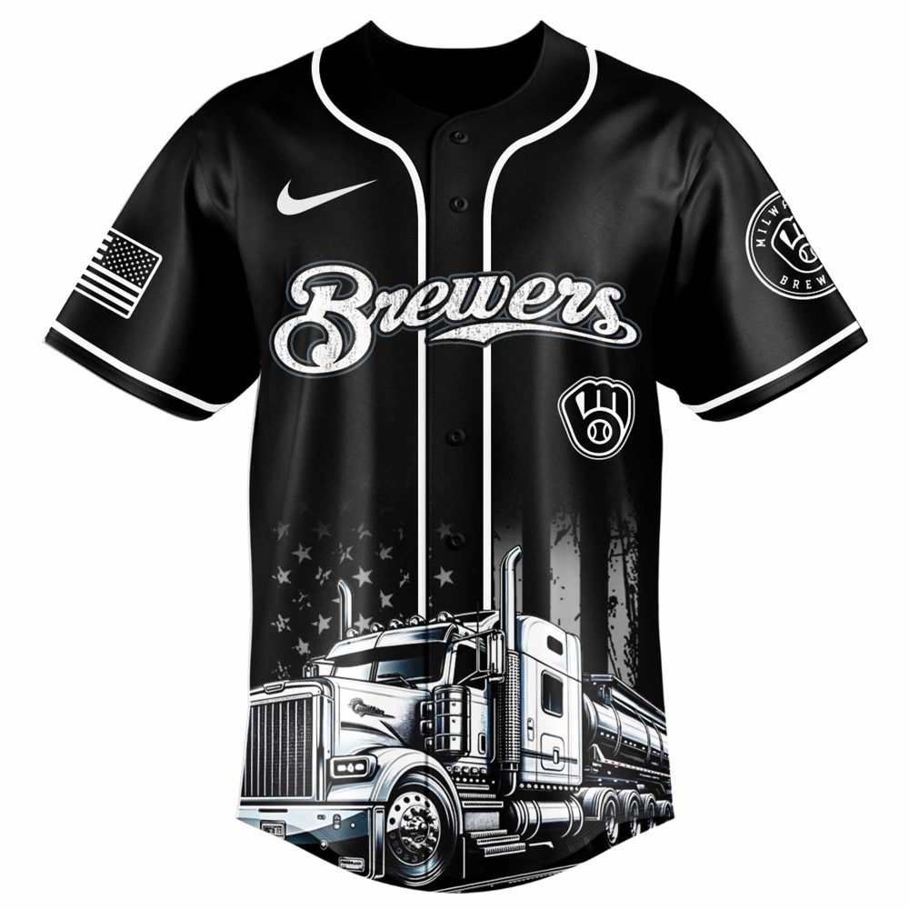 Milwaukee Brewers Mlb X Nation Truck Driver Appreciation Week Limited Edition Custom Baseball Jersey - Image 2