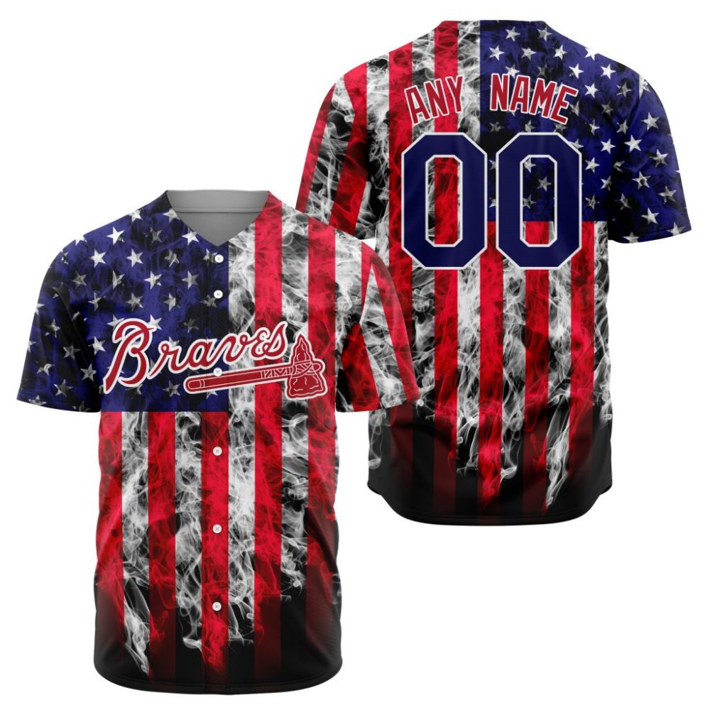 Mlb Atlanta Braves Special Independence Day 4Th Of July Design Custom Baseball Jersey