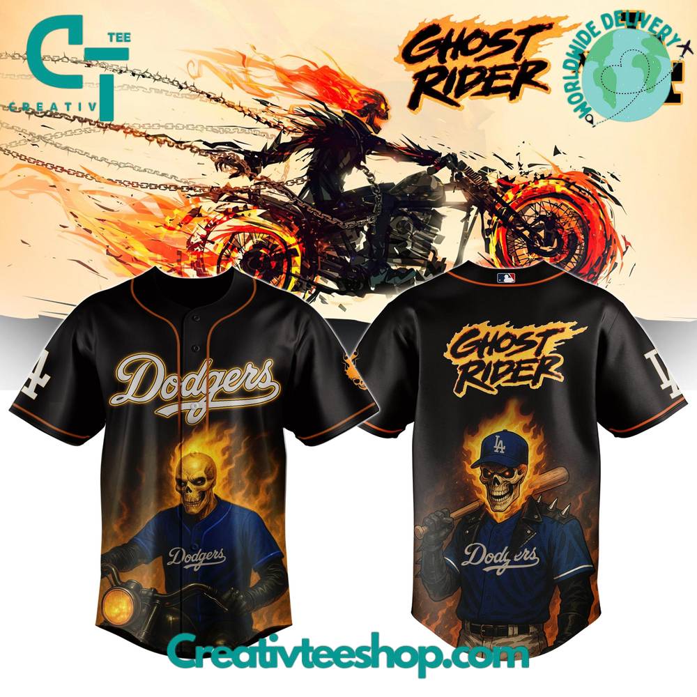 Los Angeles Dodgers X Ghost Rider Inferno Special Edition Baseball Jersey