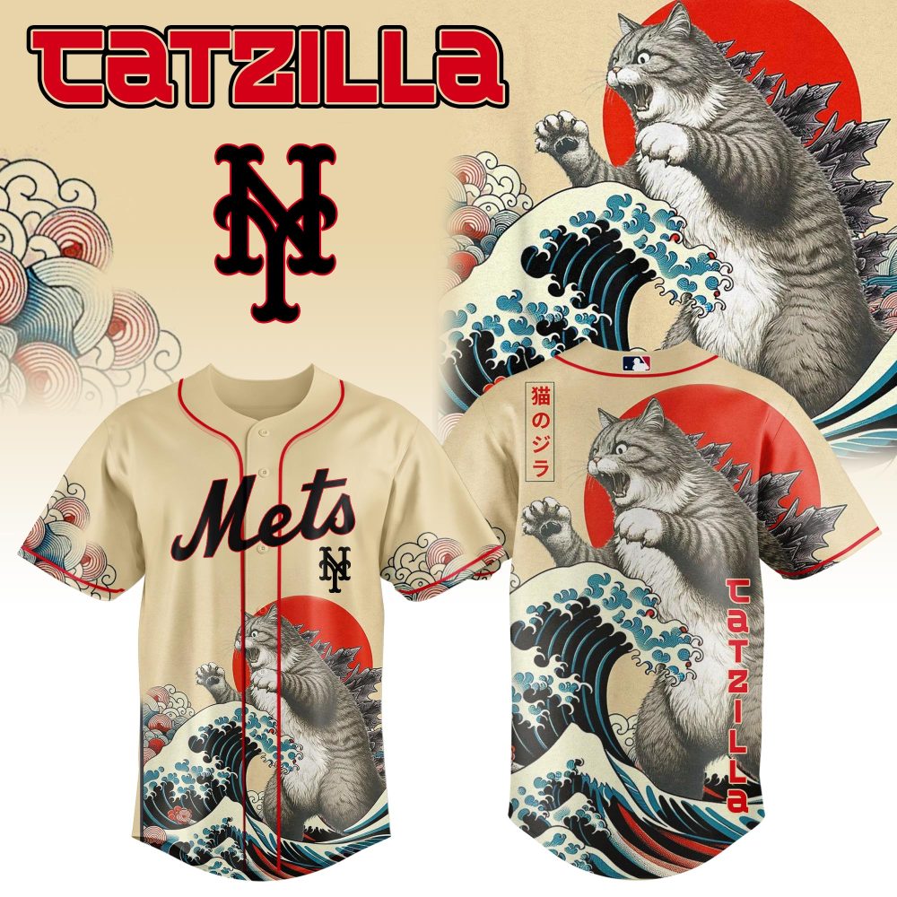 New York Mets Mlb X Catzilla Style Japans Custom Baseball Jersey
