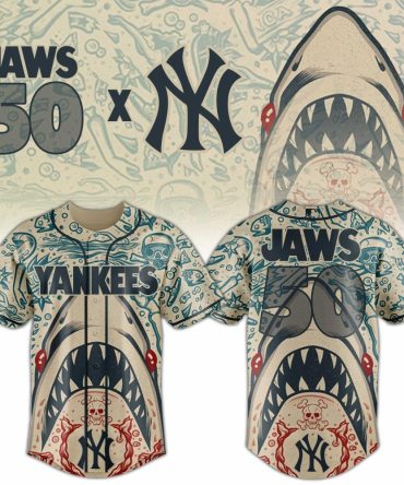 New York Yankees Mlb X Jaws 50Th Anniversary Custom Baseball Jersey