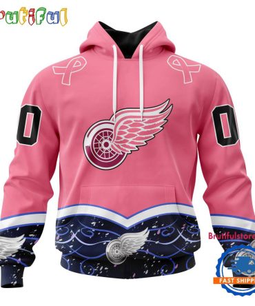 Nhl Detroit Red Wings Specialized Hockey Fights Cancer Hoodie