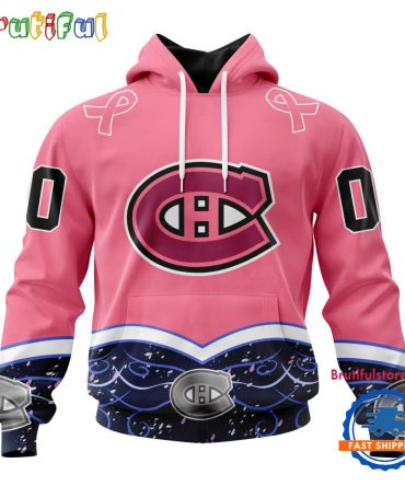 Nhl Montreal Canadiens Specialized Hockey Fights Cancer Hoodie