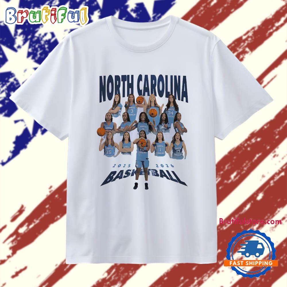 North Carolina Tar Heels Basketball Team 2025 2026 T Shirt
