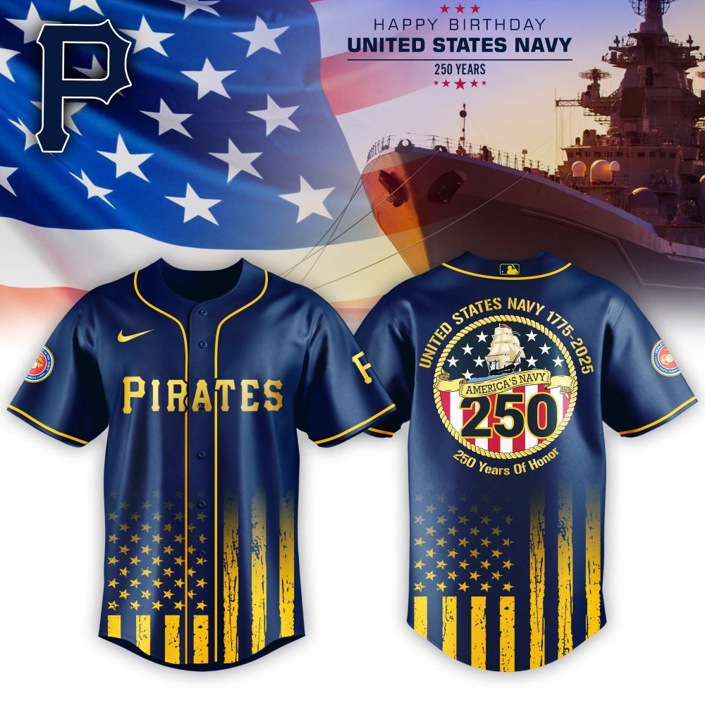 Pittsburgh Pirates Mlb X Usa Happy Birthday Usa Navy Custom Baseball Jersey