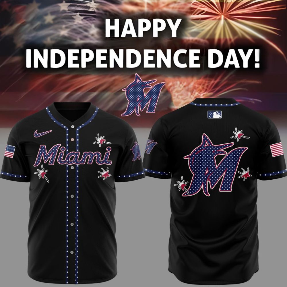 Premium Mlb Miami Marlins Happy Independence Day Custom Baseball Jersey
