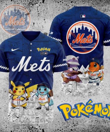 Premium Mlb New York Mets X Pokemon Custom Baseball Jersey