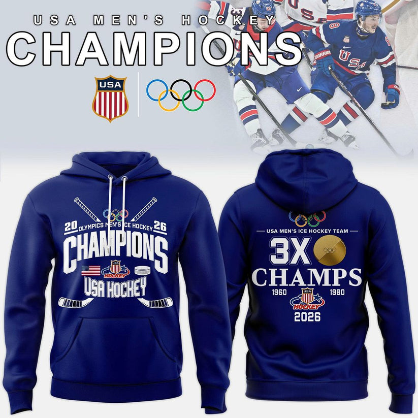 Usa Men’S Ice Hockey Team Olympic 2026 Champions Hoodie