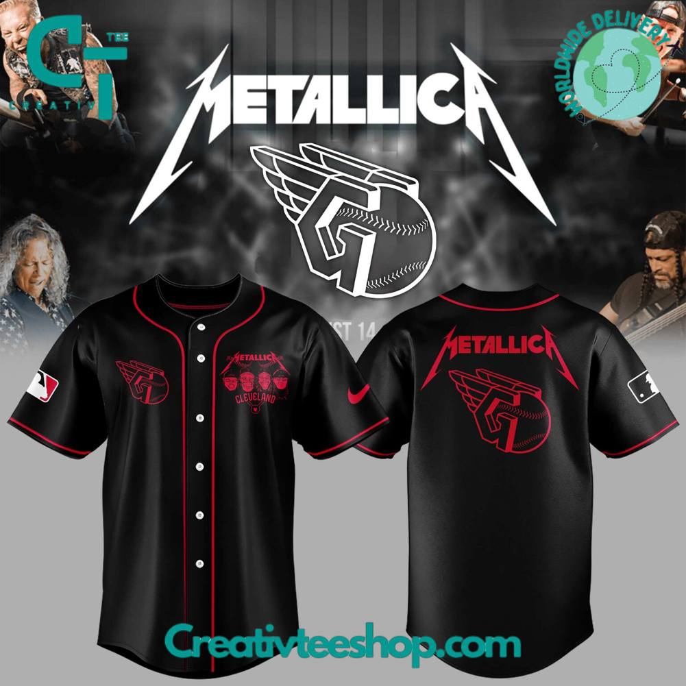 Cleveland Guardians X Metallica Night Special Black Baseball Jersey
