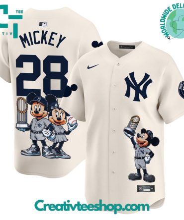 New York Yankees X Mickey Mouse Cream Baseball Jersey