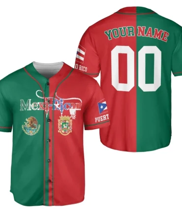 Custome Mexico Puerto Rico Half And Half Baseball Jersey Men Women