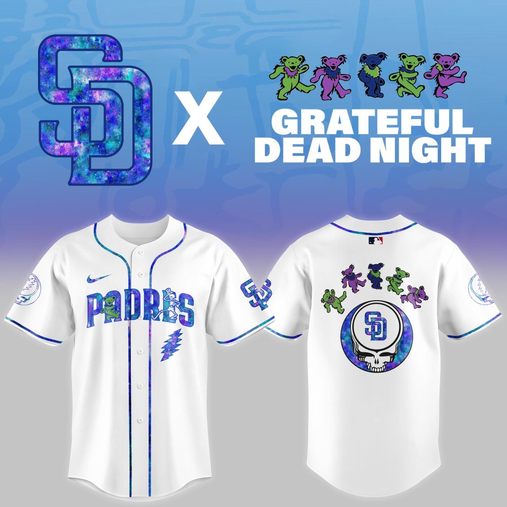 San Diego Padres Mlb X Grateful Dead Theme Night Game Custom Baseball Jersey