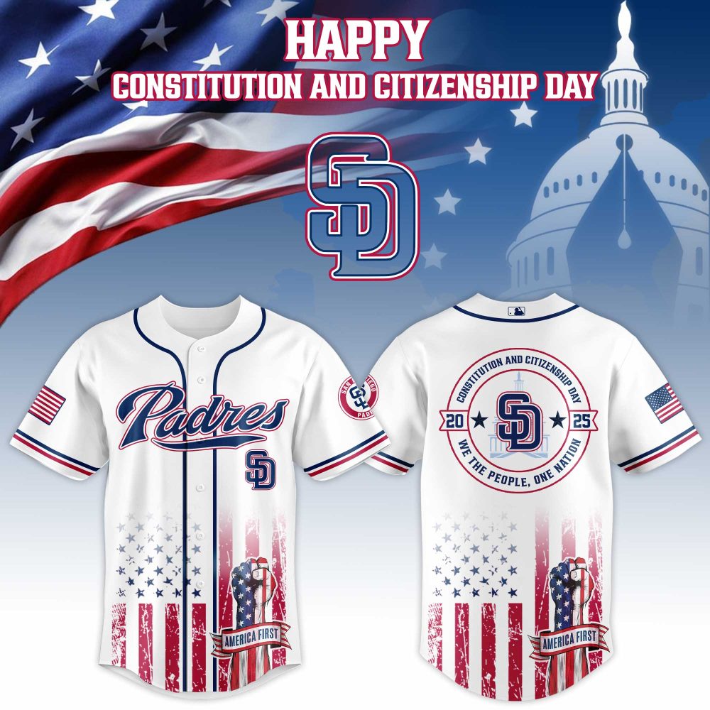San Diego Padres Mlb X Usa Happy Constitution And Citizenship Day Custom Baseball Jersey