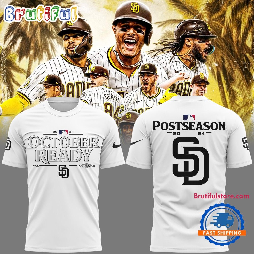 San Diego Padres October Ready Postseason 2024 White T Shirt