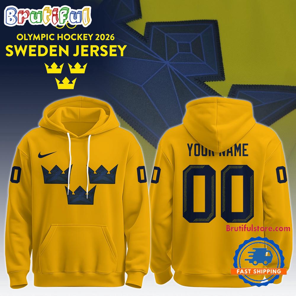 Sweden 2026 Olympic Hockey Limited Edition Yellow Hoodie