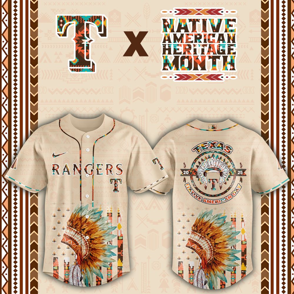 Texas Rangers Native American Heritage Month Custom Baseball Jersey